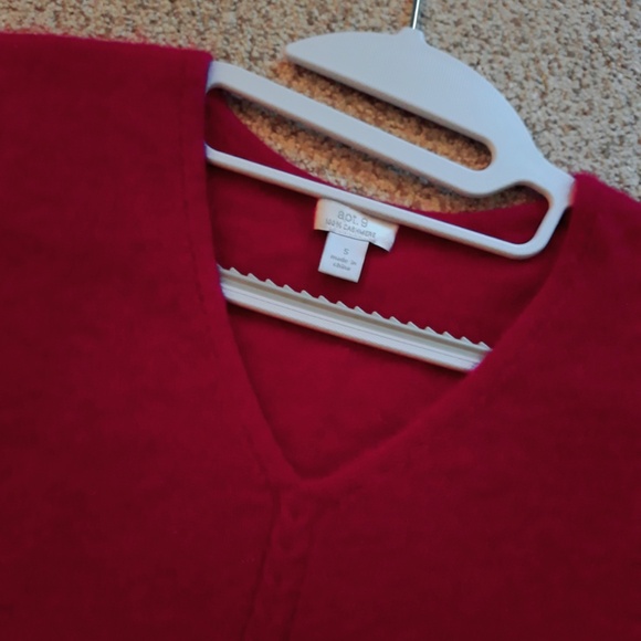 Red 100% CASHMERE V-neck Long Sleeve Sweater Sz S - Picture 3 of 10